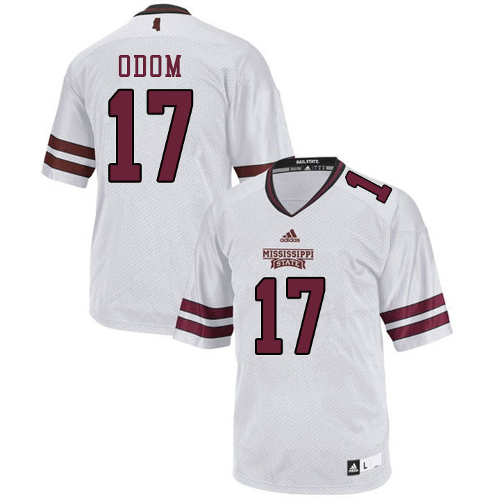 Men #17 Aaron Odom Mississippi State Bulldogs College Football Jerseys Sale-White